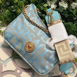 Versace Logo Convertible Crossbody Bag